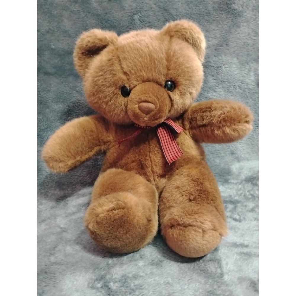 Brown Bear W Red Tie Plushed Stuffed Animal 14"